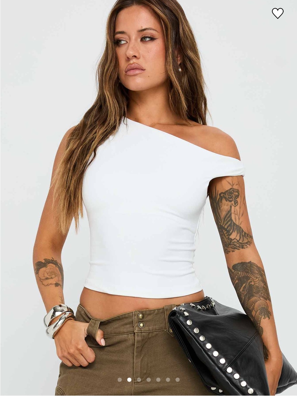 Princess Polly White One-Shoulder Crop Top